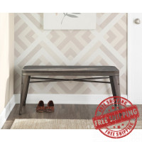 Lumisource BC-OR BKLS ANE Oregon Industrial-Farmhouse Backless Bench in Antique Metal and Espresso Bamboo